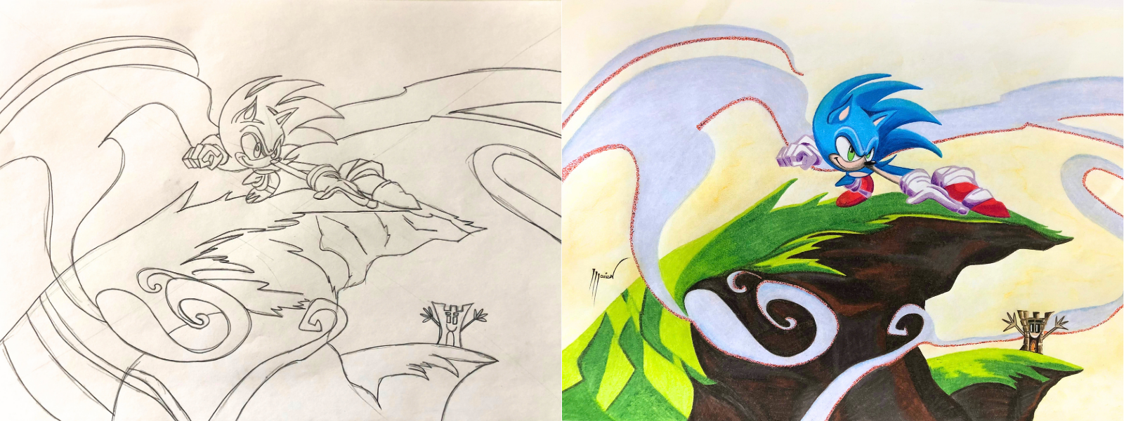 Proceso de dibujo artístico infantil