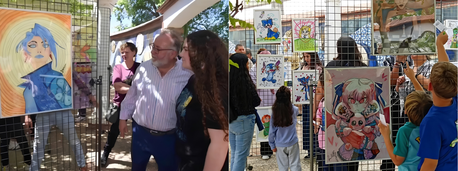 Visitantes contemplando las obras expuestas
