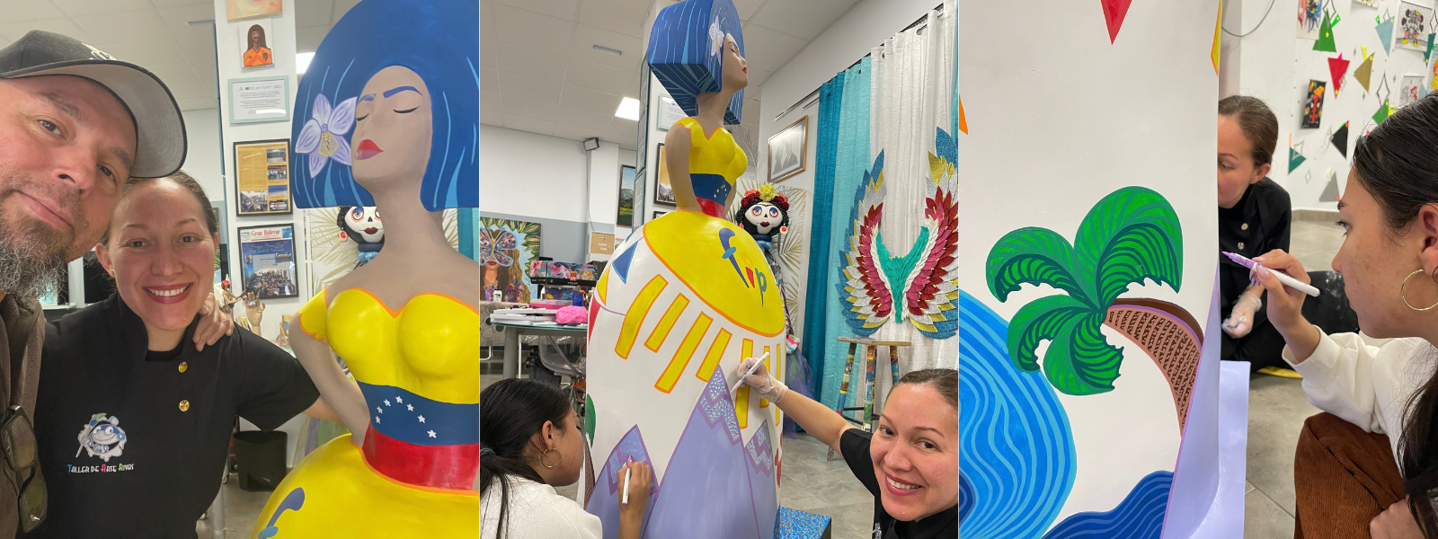 Proceso de pintura de la pieza de Venezuela