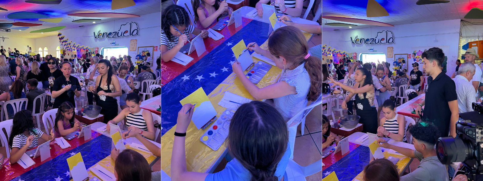Clases de pintura en la caseta de Venezuela