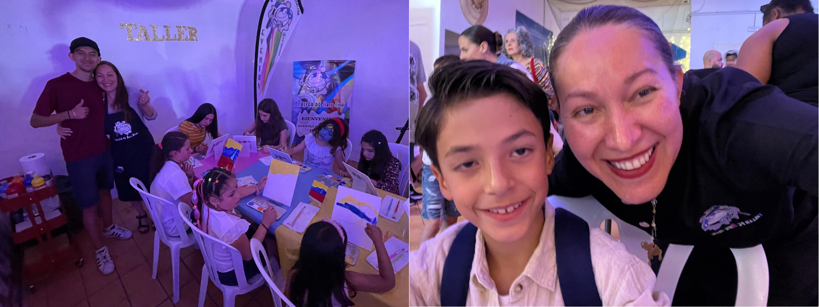 Participantes de las clases de pintura en la feria